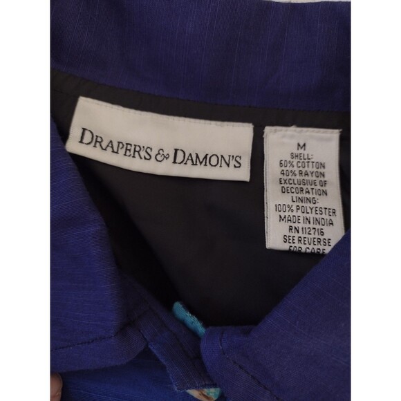 Draper's and Damon's Women's beaded sequin jacket Medium Blue Cotton Lightweight - Picture 10 of 16